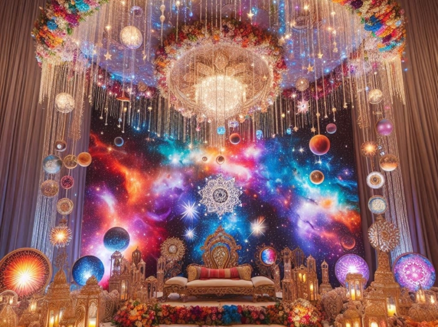 Marriage mandap cosmic theme