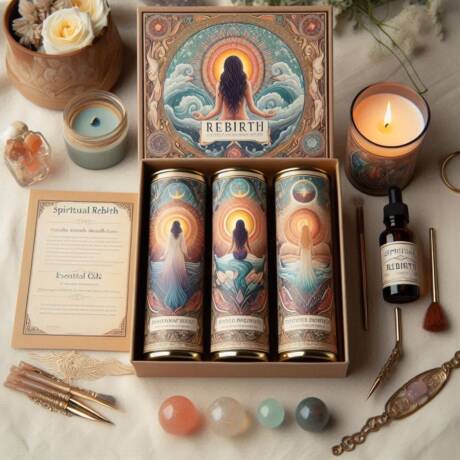 Spiritual Rebirth Candle Kit with affirmations essential oils and ritual guide
