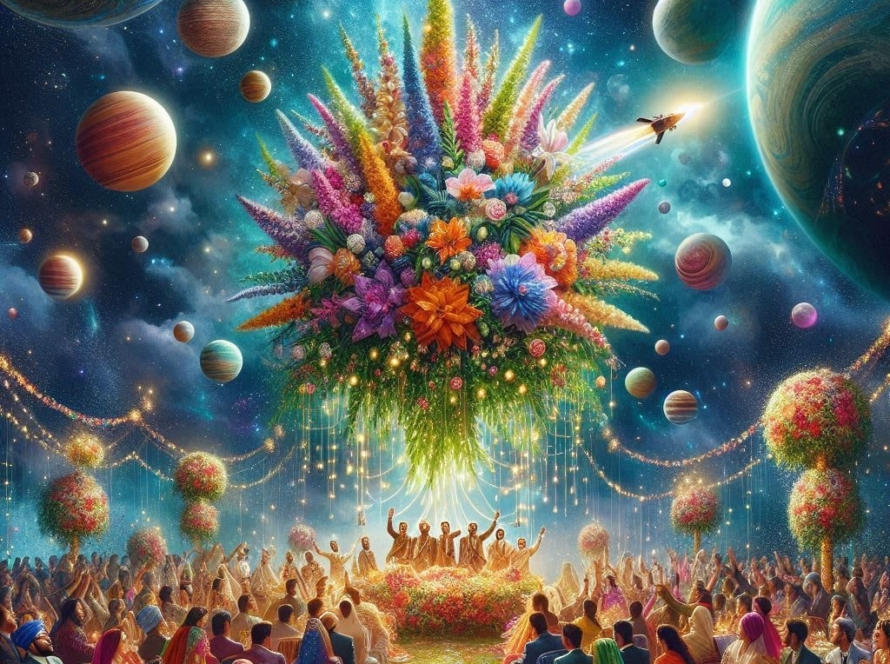 Tulsi Vivaha cosmic theme