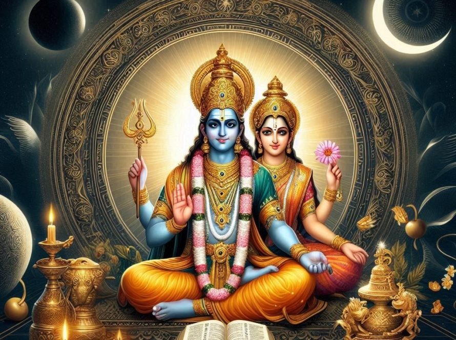 Vishnu Vivaha Pooja Seek Lord Vishnus blessings for marital harmony and divine union. image no text astrology theme